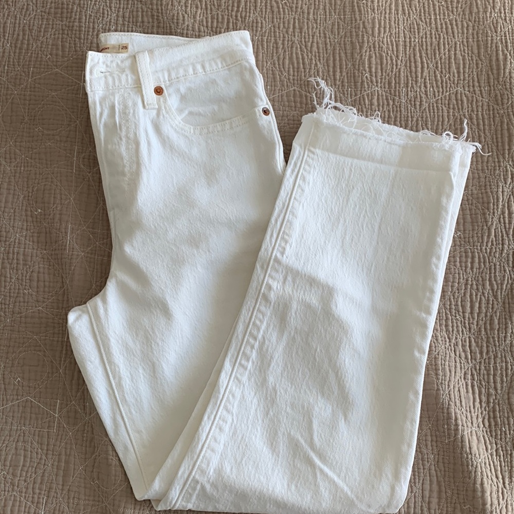 Levi’s Wedgie Straight Leg White Jeans